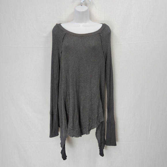 Jane & Delancey Tops - Jane & Delancey Top Womens L Tunic Gray Thermal Knit Asymmetric Hem Fairy Grunge